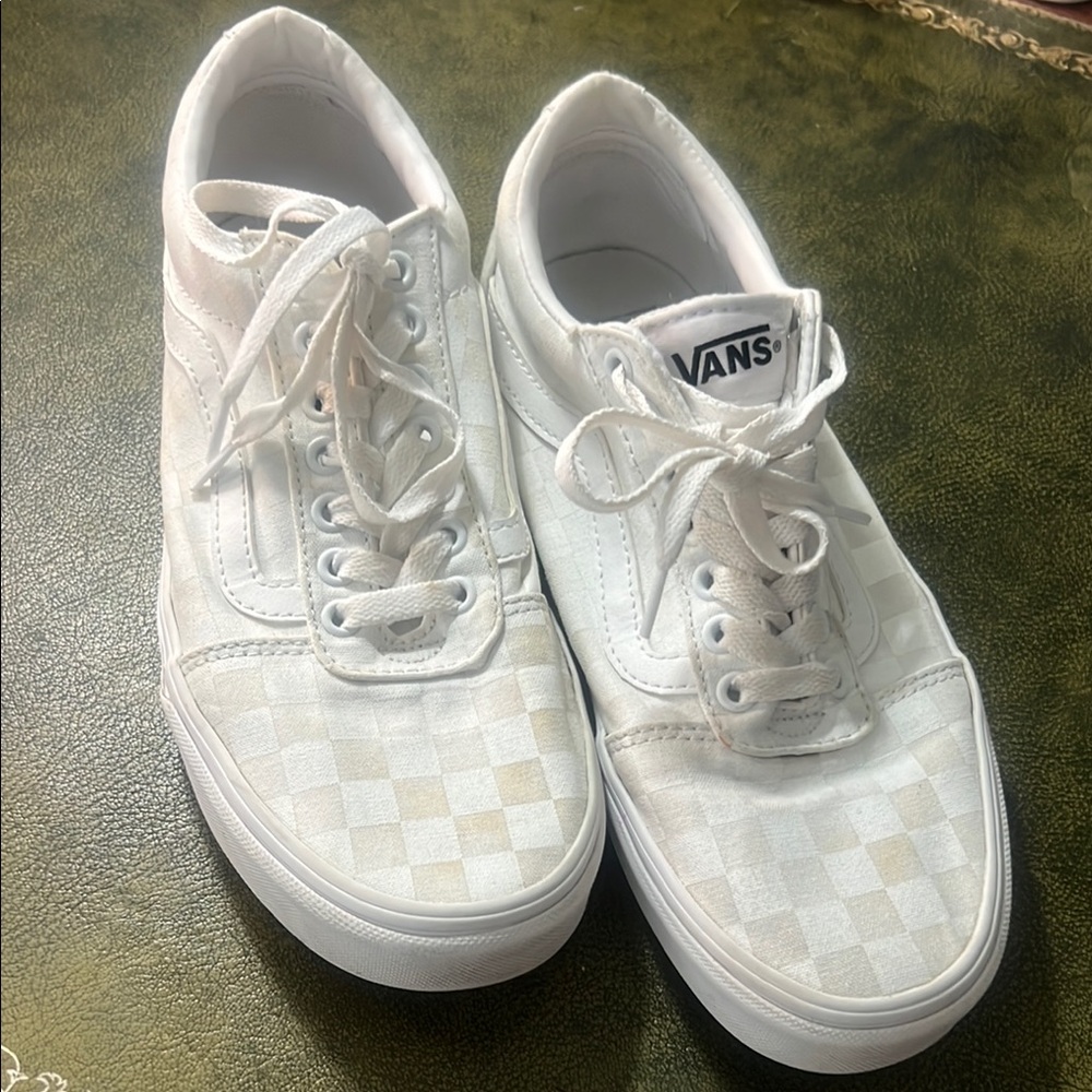 Vans White Checkered Canvas Shoes